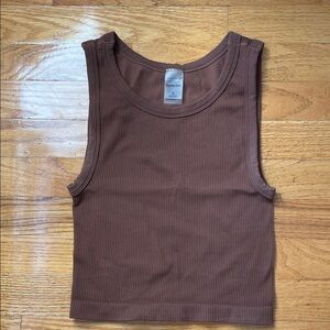 Aritzia Brown Ribbed Seamless Tank Top